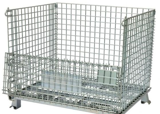Contenedor de malla de alambre plegable rígida Cesta de metal plegable de acero para almacenamiento