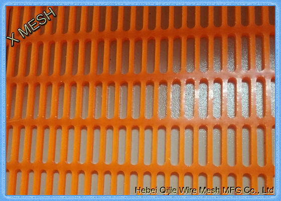 Fracaso de alta frecuencia del flujo del tirón de la malla de la pantalla de la explotación minera del poliuretano que salta el agujero oblongo de las esteras de la PU