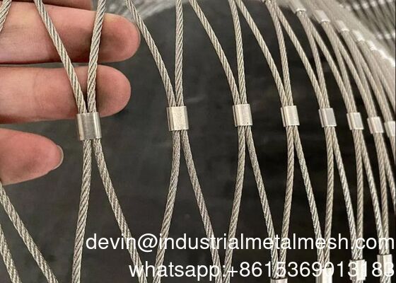 304 316 Cable de acero inoxidable de diamante tejido de alambre de cuerda de ferrule para animales de zoológico
