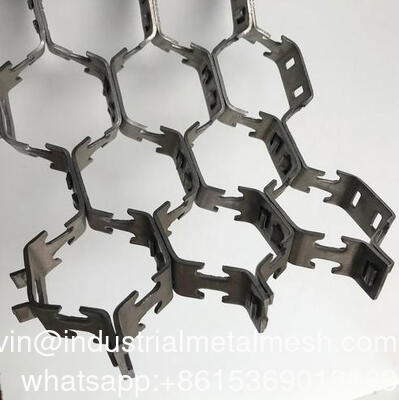 1.4845 Hex Metal para armaduras para revestimientos antiabrasivos. Barras de 2,0x25mm. 48mm malla hexmetal. 1000x1000mm.