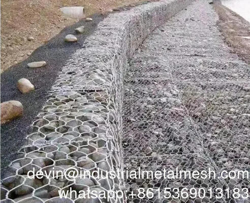 Muros de contención de malla de alambre de gaviones, caja de piedra, canasta de gaviones