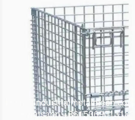 Contenedor de malla de alambre de trabajo pesado soldado de acero galvanizado doblado y plegable con cubierta superior