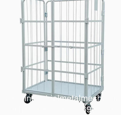 Stackable Collapsible Foldable Wire Mesh Iron Metal Trolley Steel Cage Pallet with Wheels