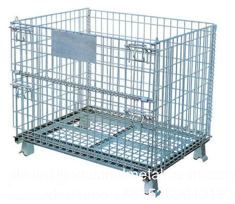 Contenedor de almacenamiento cestas de alambre plegables jaula de estiba contenedor de malla de alambre caja de paleta paleta de metal plegable