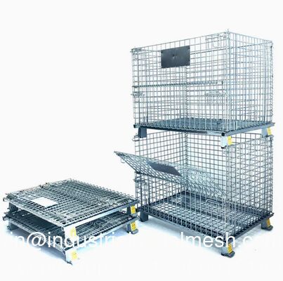 Cesta de malla de alambre de acero apilable de trabajo pesado personalizada almacenamiento duradero transporte logístico