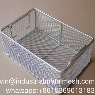 Insert Ultrasonic Cleaning Crimped Wire Mesh Sterilization Storage Stainless Steel Aluminum Polish Smooth Medical Equipment Container Tray Transportation Basket