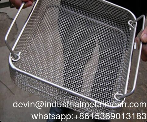 316 Stainless Steel Wire Mesh Basket Round Disinfection Cleaning Basket Industrial Storage Basket