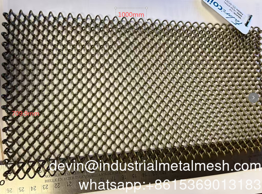 Material de base de alambre de acero 18ga * acabado de capa de polvo más oscuro - patrones espirales de latón satinado malla decorativa malla decorativa