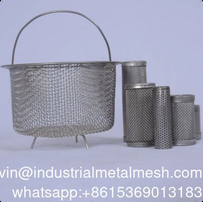 Cesta de filtro de malla de acero inoxidable 304 316 316L personalizable, inserto de tanque extraíble para filtración de líquidos