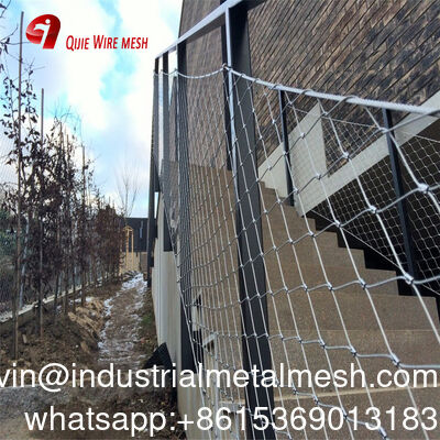 Malla de cable de acero inoxidable de alta resistencia 304 316 tejida a mano con férulas para valla de jardín